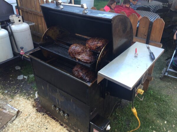 Model RTR 3630 in action cooking Leg of Lamb at the Iowa State Fair.