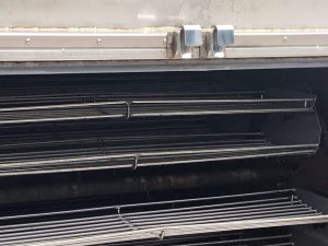 Close-up of the cooking racks