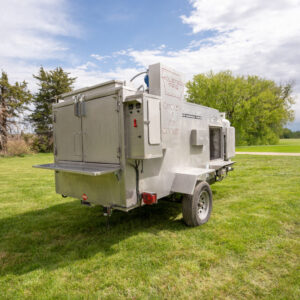 Model 250 rear view and loading view for the Chicken and Rib Cooker