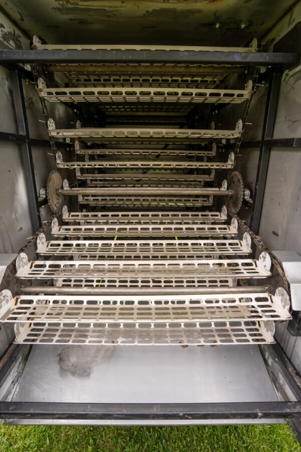 Rear view of inside workings of the Model 306 Corn roaster